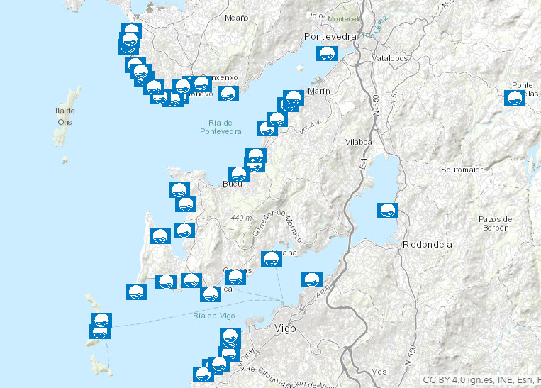 ria de pontevedra mapa Beaches with blue flag in Rías Baixas   Turismo Rias Baixas